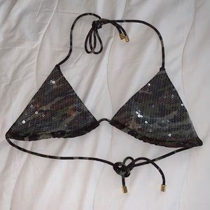 Victoria’s Secret camo green sequins bikini top size small